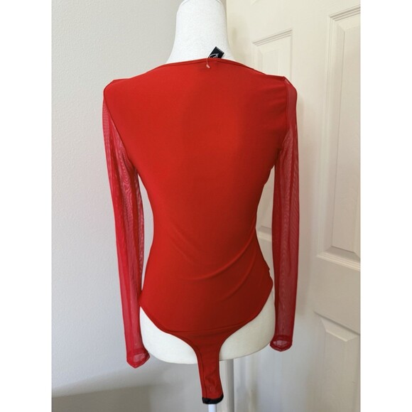 Windsor Women’s Square Neck Long Sleeve Red Bodysuit Size M - Picture 2 of 10